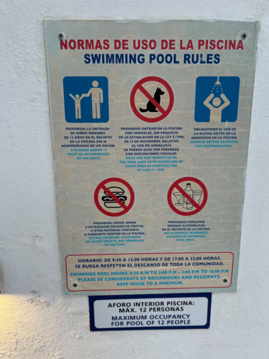 Normas de uso de la piscina